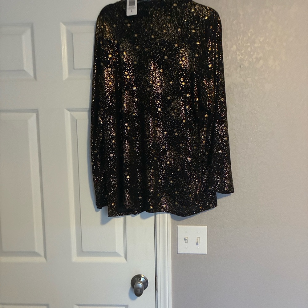 Torrid Black and Gold Glitter Blouse